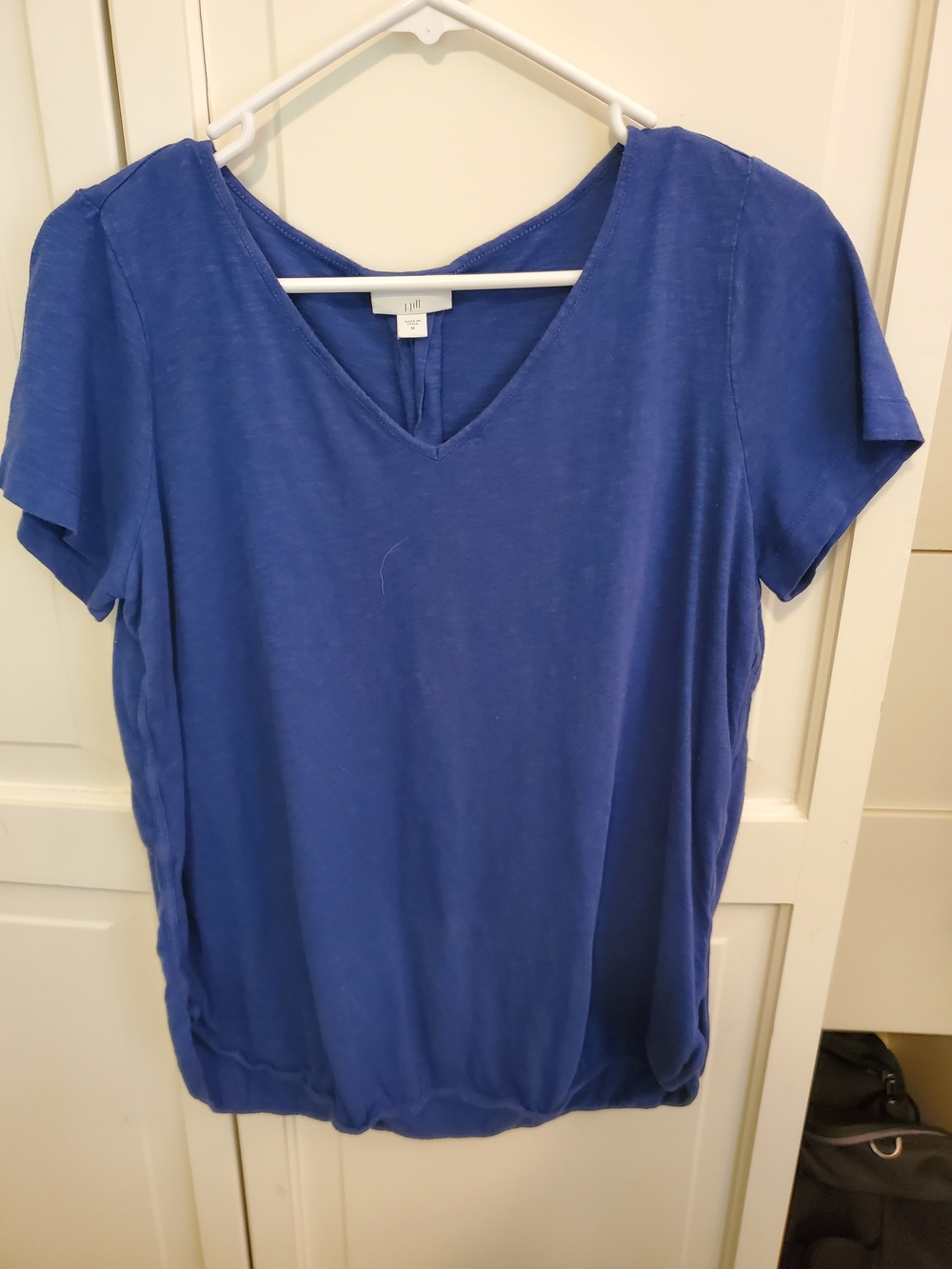 J Jill V-Neck Short Sleeve Blue Tencel Top, M
